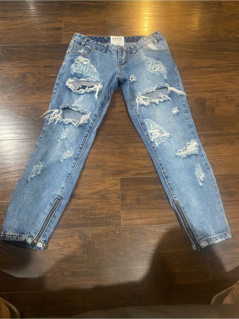 One Teaspoon Distressed Light Blue Distressed Jeans